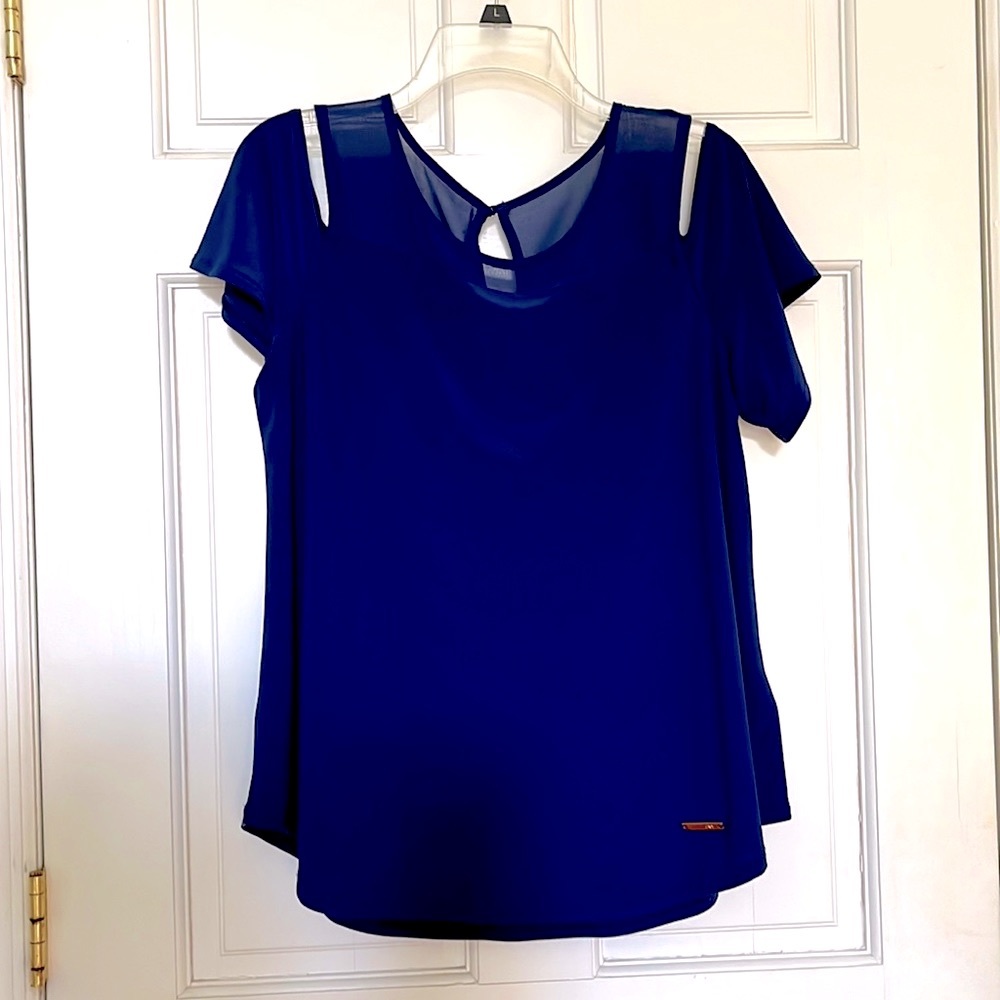 Jones New York / cobalt blue /Cold shoulder swing top